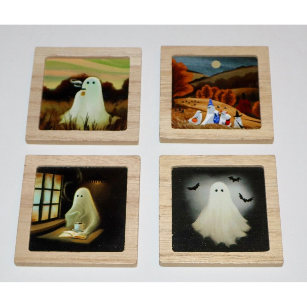 Target Bullseye Playground 2026 Halloween Ghost Art Magnets Set 4 Wooden Frame